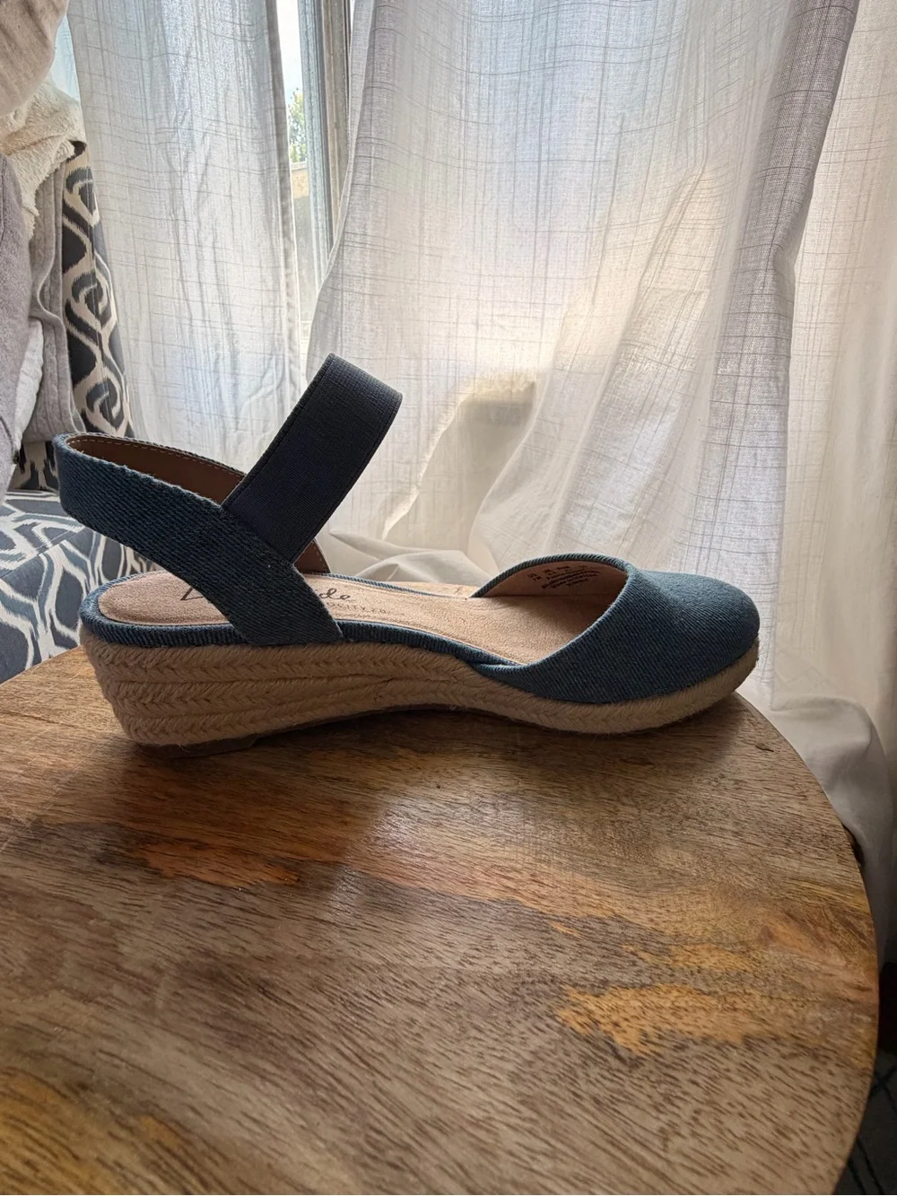LifeStride Kimmie Denim Espadrille Wedge Sandals Sz 7